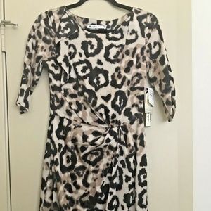 Yoanna Baraschi Leopard Print Ruffle Silk Knee Length Dress NWT Size 6 Neimans